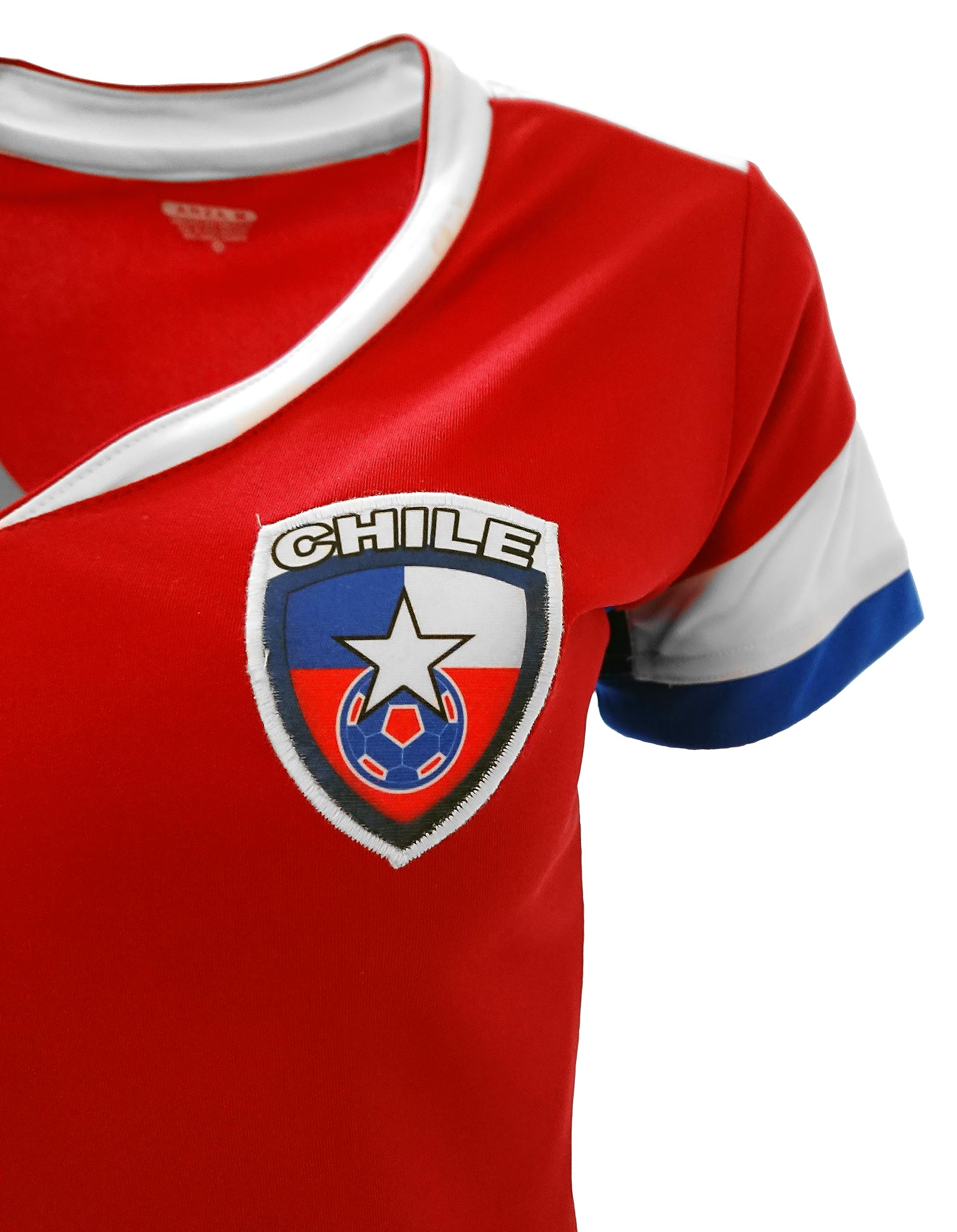 Chile New Arza Women Jersey Red Slim Fit with V Neck 100% Polyester (Small)