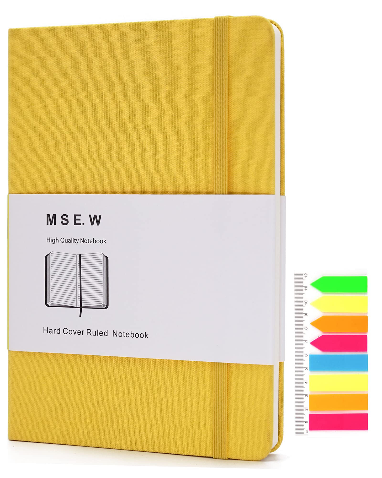 Photo 1 of MSE.W Lined Hard Cover Journal Notebooks for Note Taking, A5 Wide College Ruled Notebook, Use for Work, Office, Business, Meeting, 8.3 x 5.7 inch, 192 Pages Thick Paper, Yellow