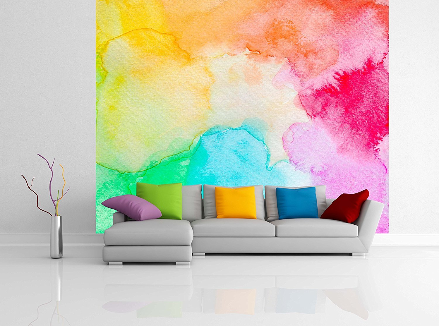 Removable Wallpaper Mural Peel & Stick Abstract Hand Painted Watercolor (60H X 90W)