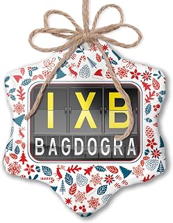 Christmas Ornament IXB Airport Code for Bagdogra Red White Blue Xmas