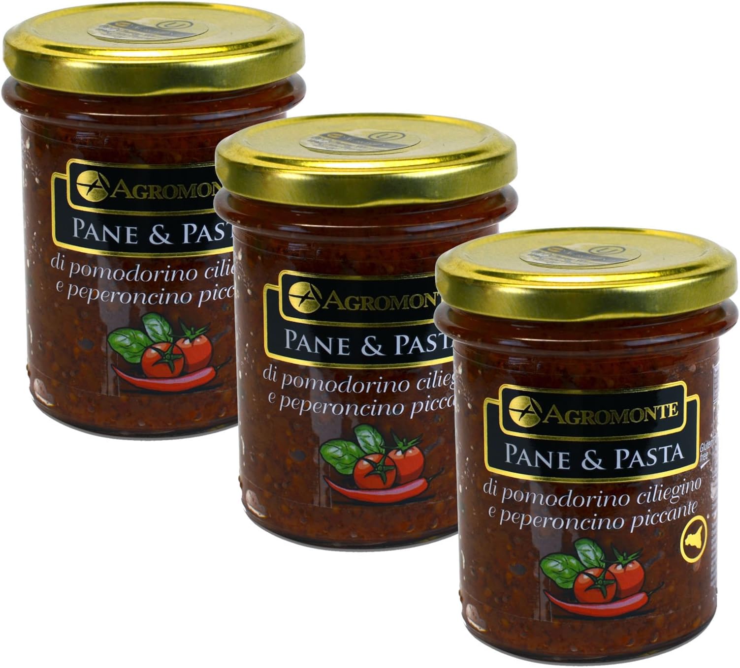 Agromonte Authentic Italian Chili Pepper Pane and Pasta Hot Pepper Certified Kosher 7.48 oz 3 pack