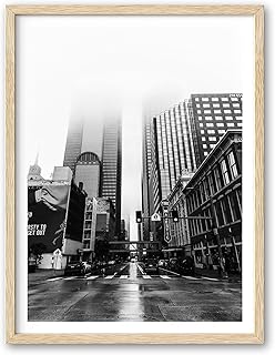 HesenDot Framed City Wall Art,12x16in Black and White Urban Building Canvas Print,Minimalist Modern Photography Poster Wall Decor for Living Room Bedroom Study Home Office,Set of 1