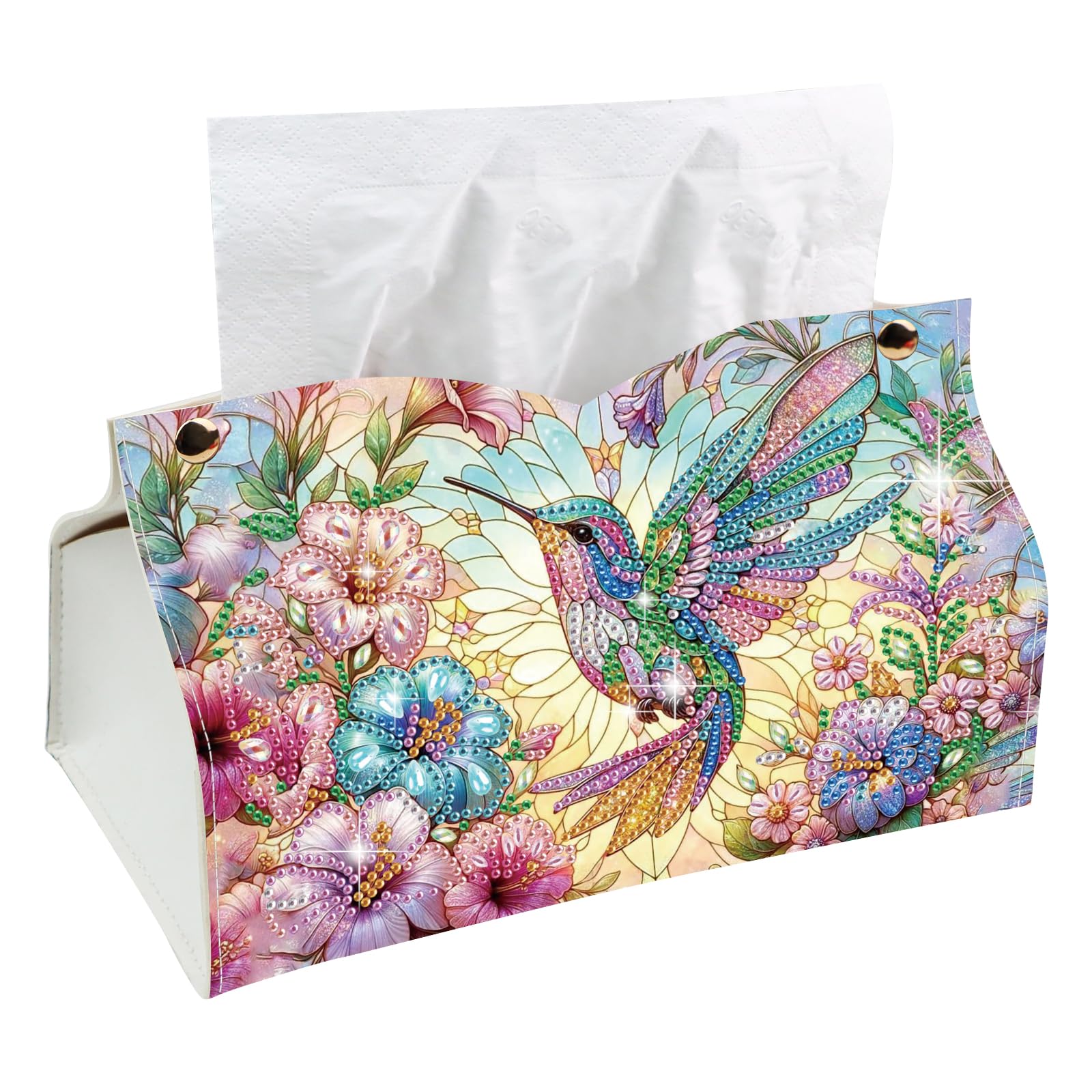 POETRYDRAW DIY Diamond Art Tissue Box Cover Craft Kit (Hummingbird)