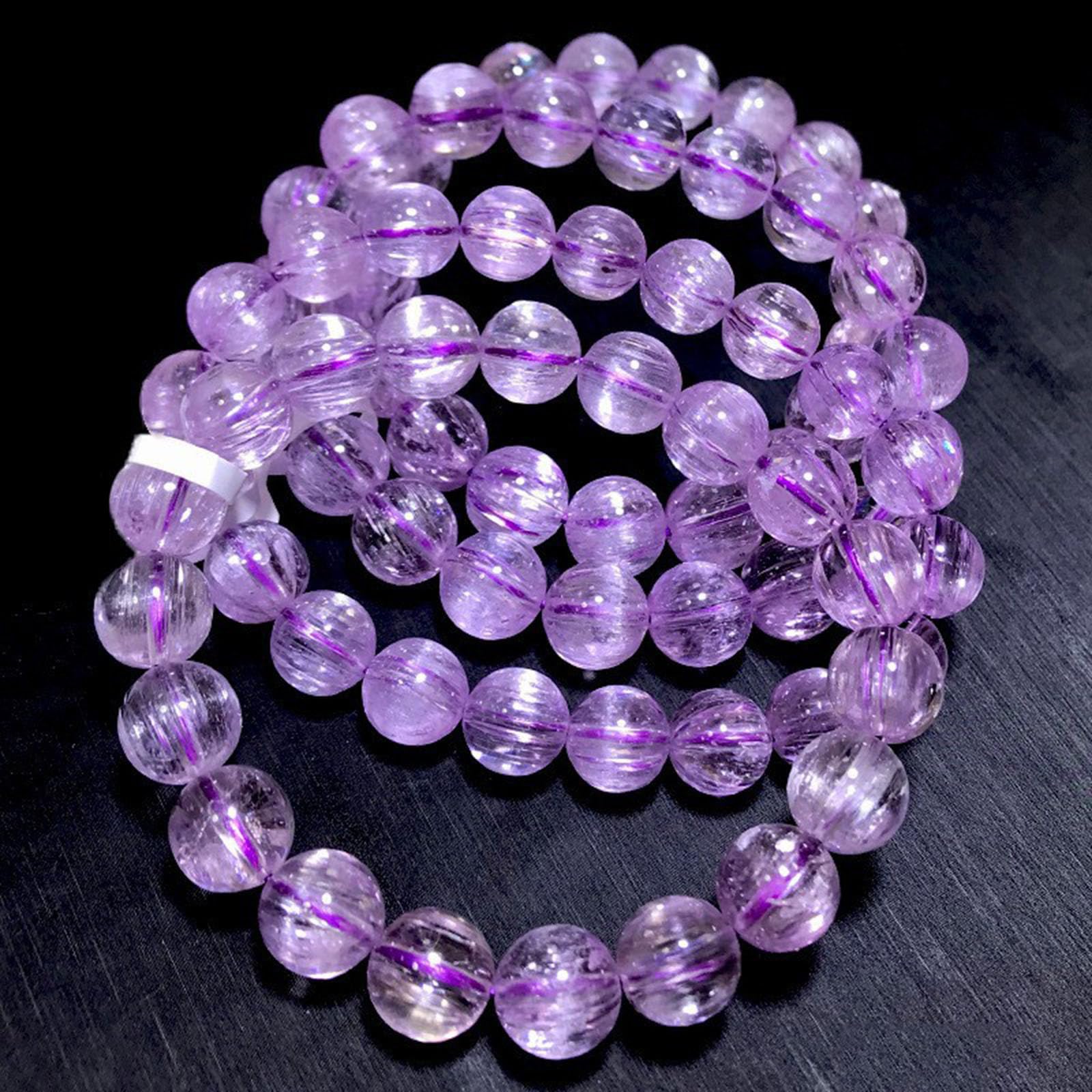 7mm, Pulseras de Kunzita para Mujer, Pulseras de Cuentas de Chakras, Cristales Naturales y Piedras curativas, Joyas, Pulseras de Cristal Morado, Regalos de joyería