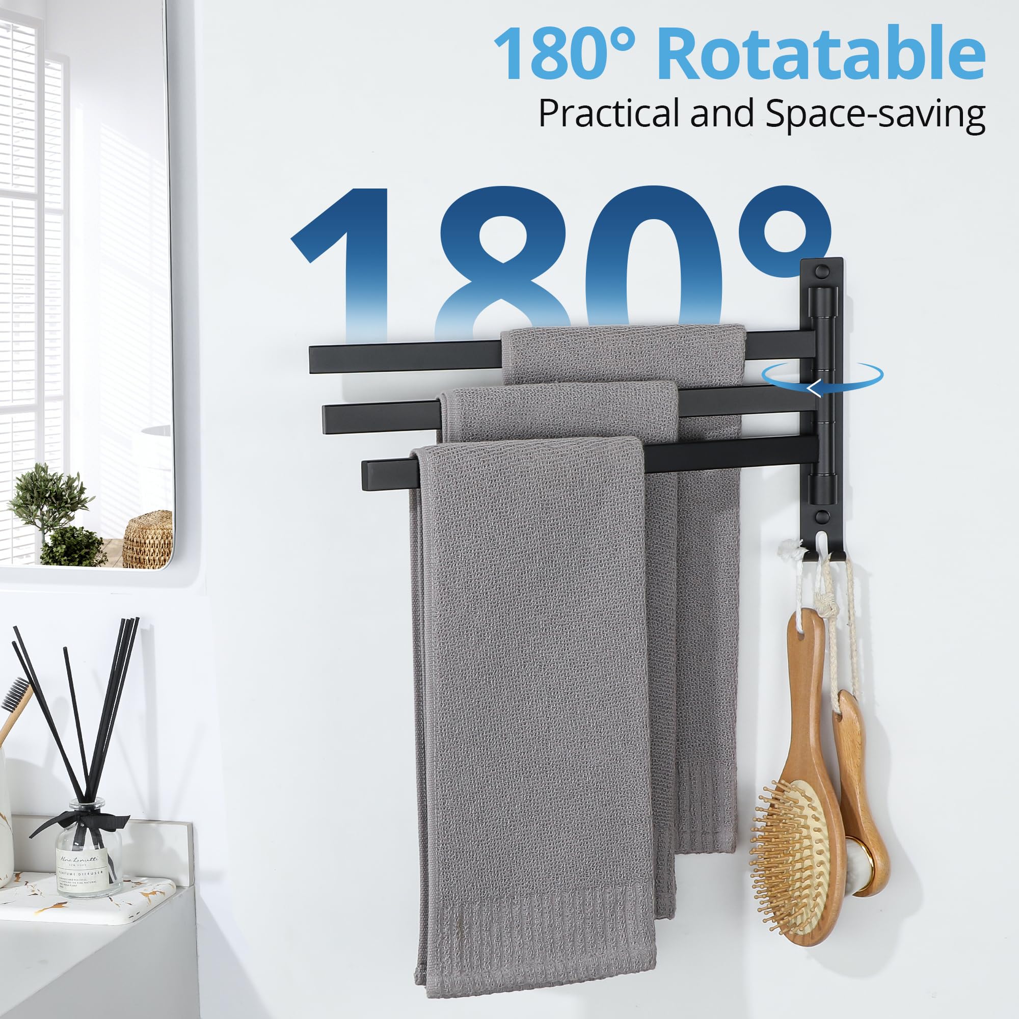 Handdoekhouder, wandhangend roestvrijstalen 180 ° draaibaar Handdoekhouder, wandhangend roestvrijstalen 180 ° draaibaar