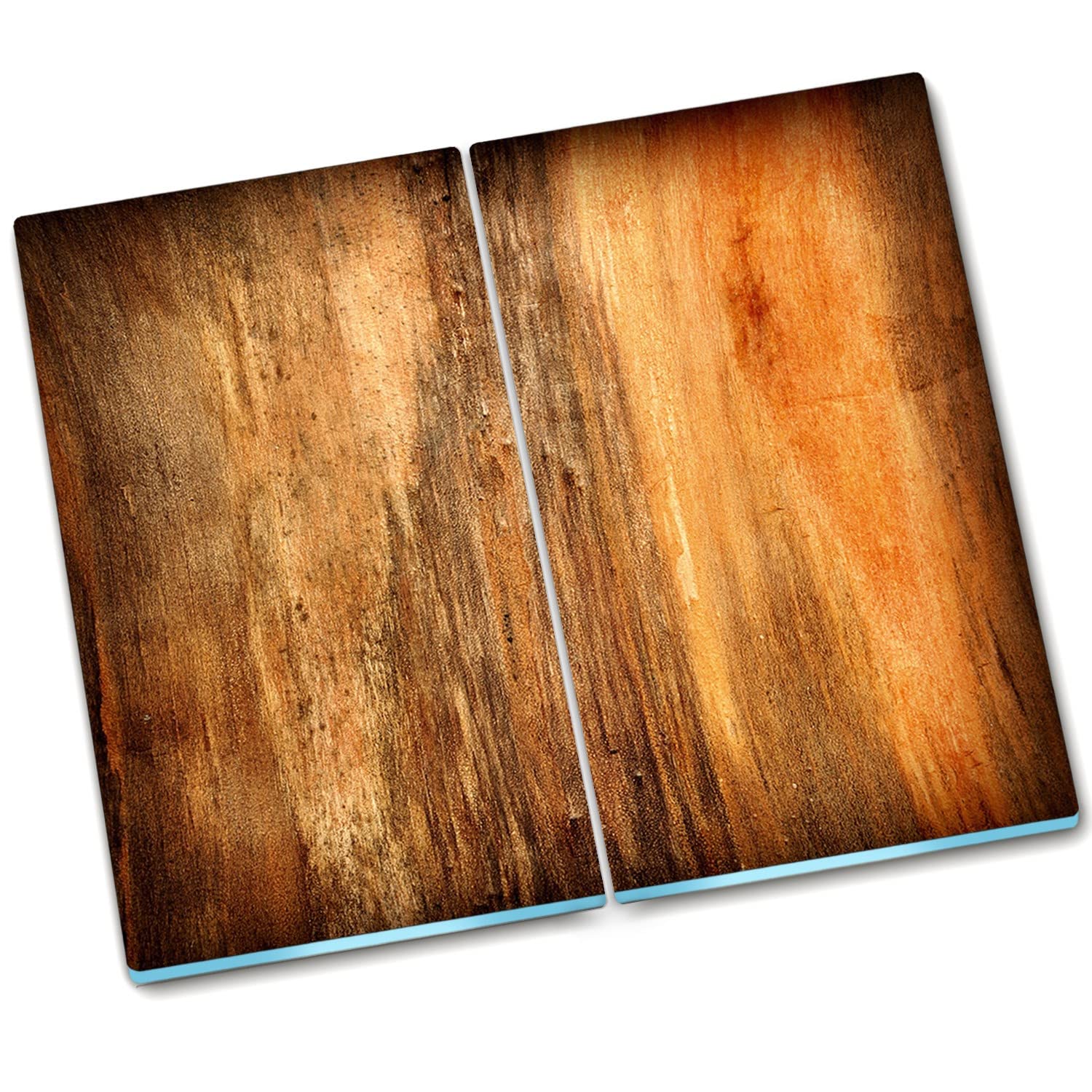 Planche à découper en verre durci 2x30x52 cm avec protection éclaboussures cuisine bois marron