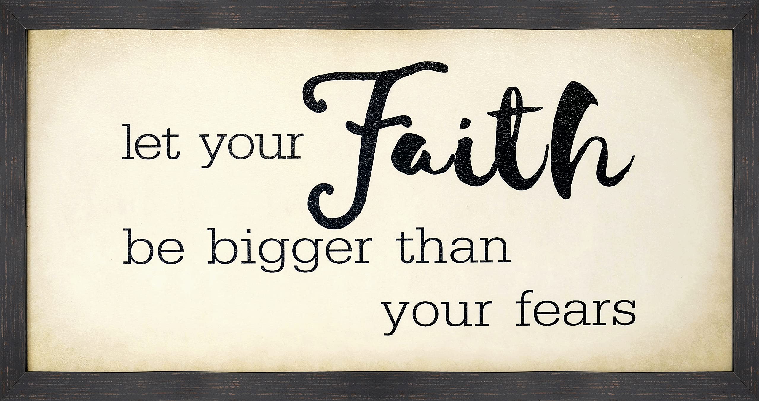 Homekor Let Your Faith Be Bigger Than Your Fears Sign 25.5x13.5 Wall Decor Christian Picture Framed Art Print - Inspirational Quote Motivational Saying Religious Artwork Hanging Home Decoration Gift