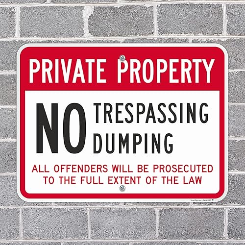 Miniatura 7 de SmartSign Letrero "Propiedad privada - No Trespassing, Dumping"  Aluminio reflectante de grado diamante 3M de 12 x 18 pulgadas