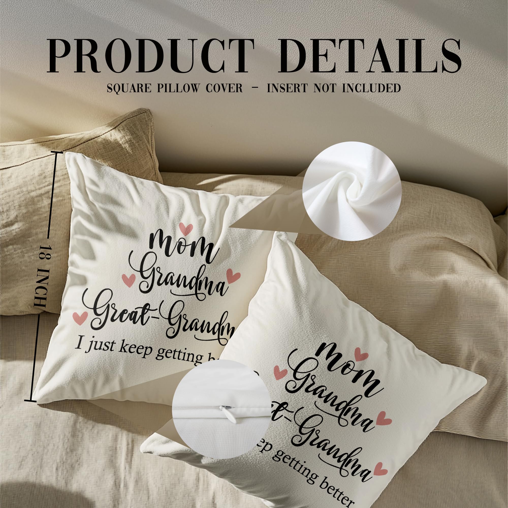 new mom Gifts,mom Grandma Great Grandma Throw Pillow Covers case 18x18,Pregnancy Announcement Gifts