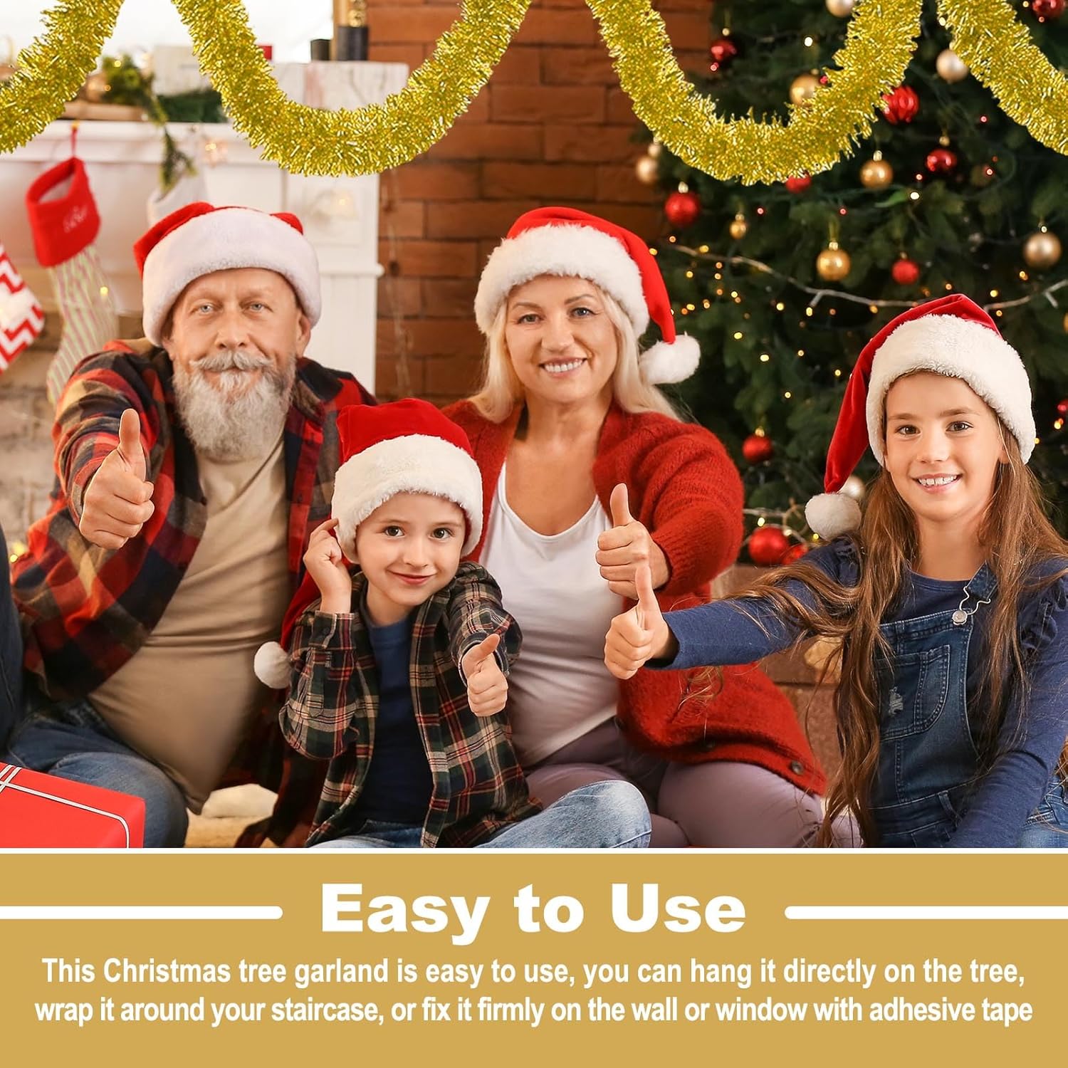 50 Feet Christmas Tinsel Garland, Metallic Twist Garland Wall Hanging Tinsel Garland Backdrop for Parade Floats, Carnival, Birthday, Wedding, New Year Party Decorations (Gold, 2in x 50ft) - Image 5