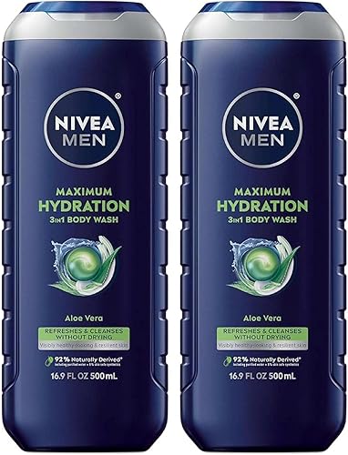 Nivea Gel de baño 3 en 1 de hidratación máxima para hombre, 16.9 onzas líquidas (paquete de 2)