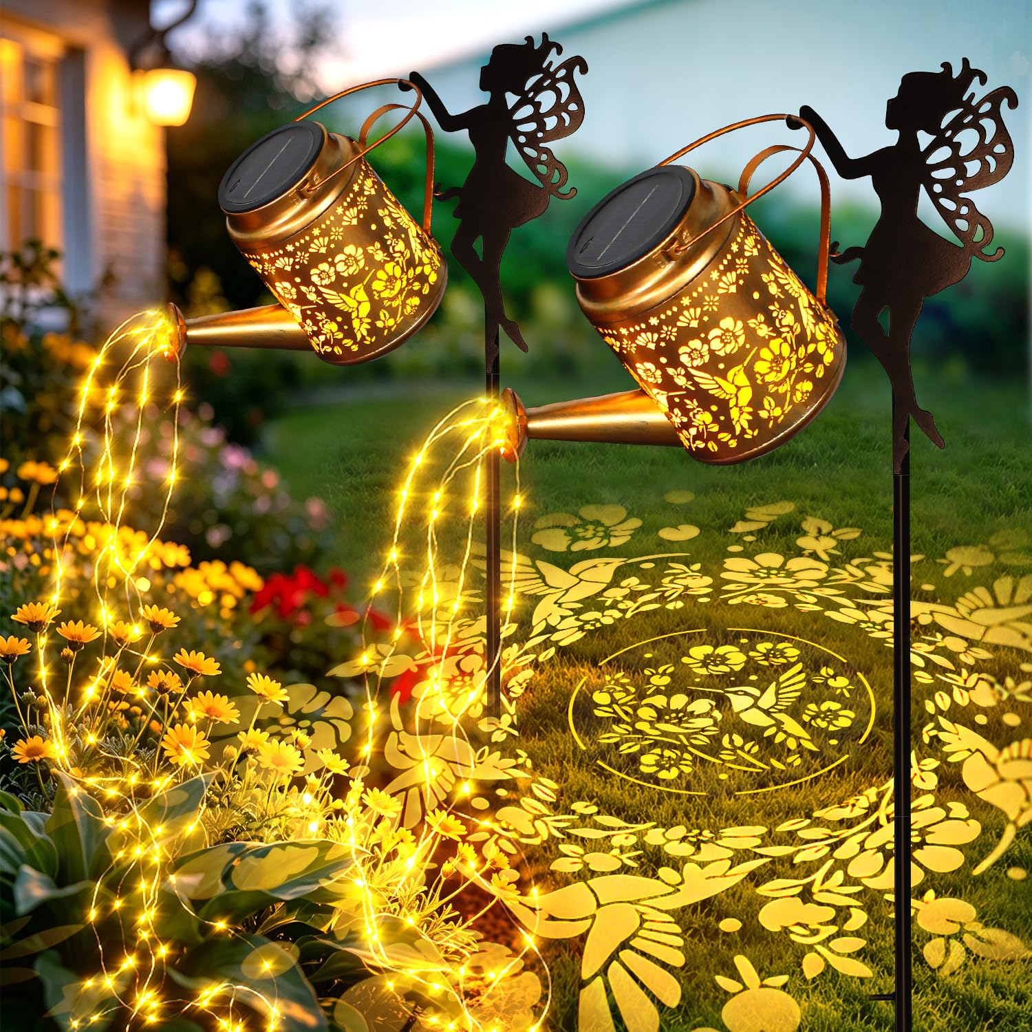 Photo 1 of Daknswte Solar Watering Can Lanterns (2 Pack)