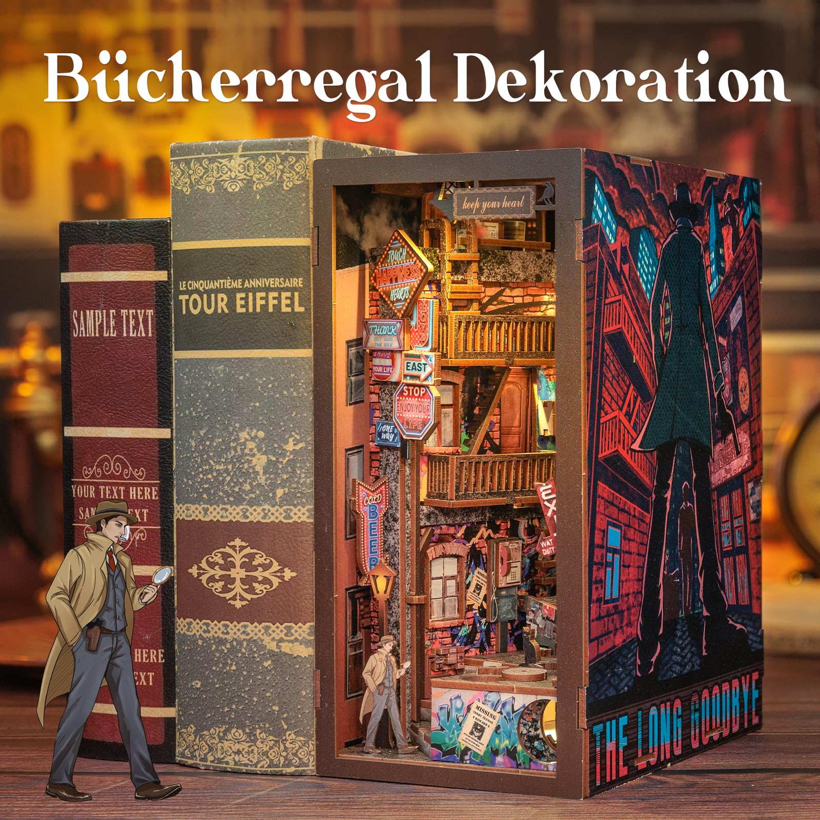 Cutefun The Long Goodbye (BN02) - Kit per la casa delle bambole in legno, fai da te, in miniatura, per la biblioteca e per la casa delle bambole