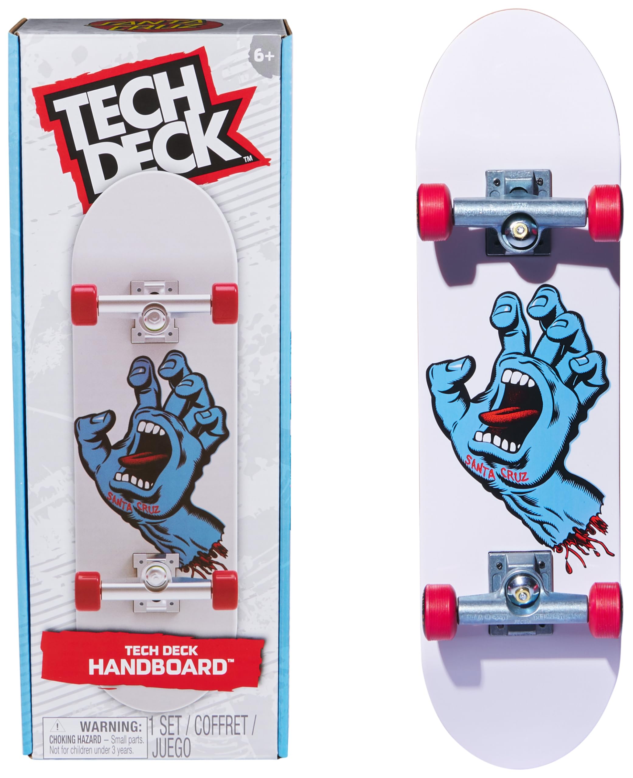 Tech Deck, Santa Cruz Handboard, Mini-Skateboard für Tricks mit den Händen, original Skate-Grafik Screaming Hand, ab 6 Jahren, Nicht zum Draufstellen geeigent