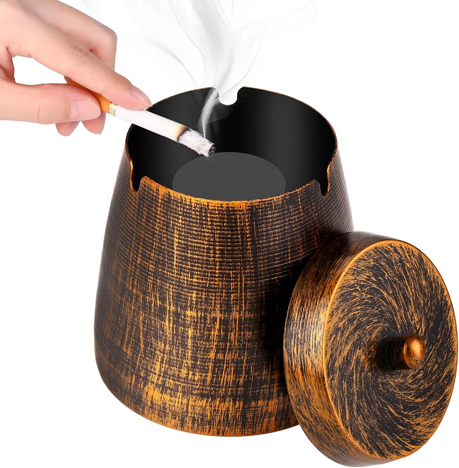 Outdoor Ashtrays for Patio with Lid, Outdoor Ash Tray Sets for