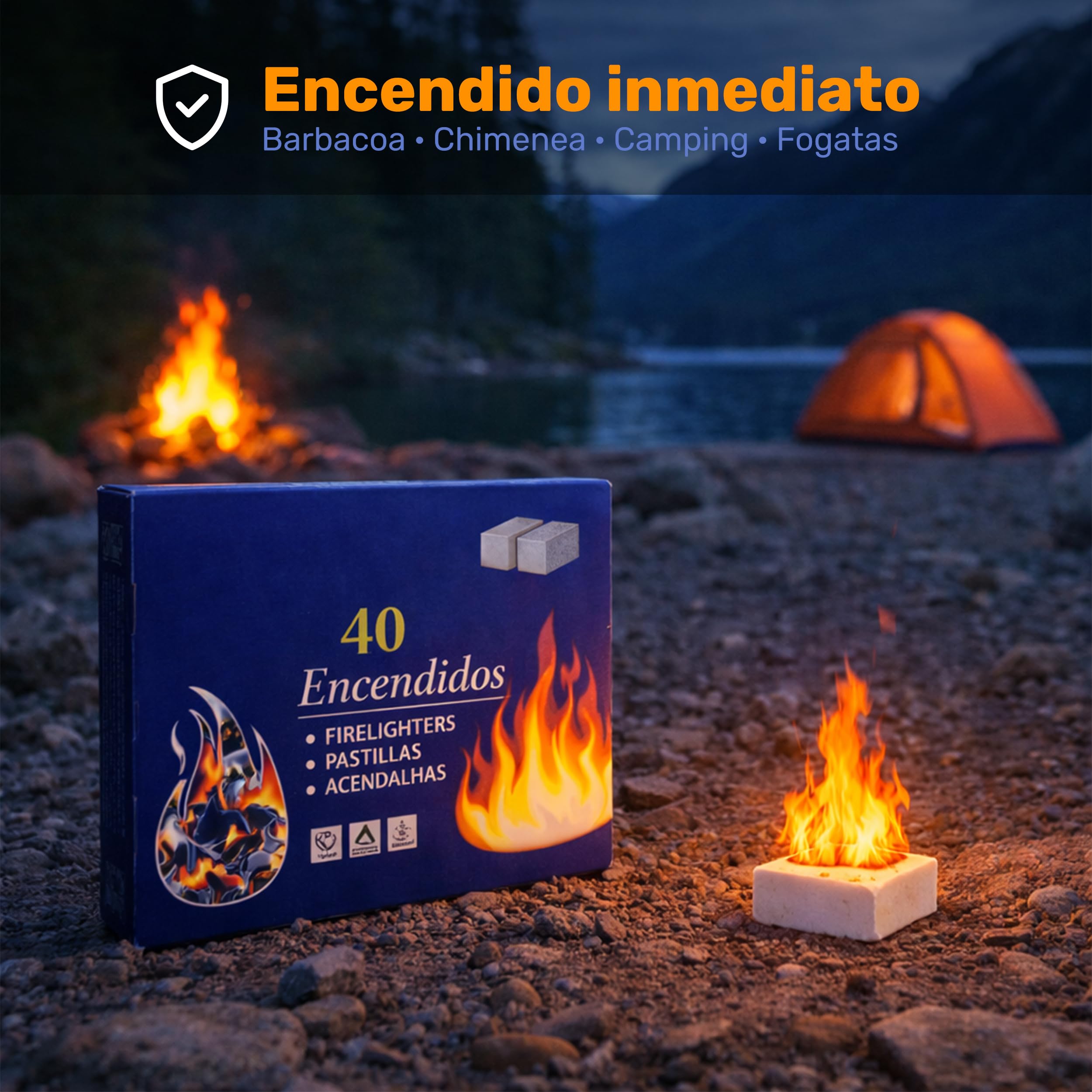 Pack 6 Pastillas de Encendido para Barbacoas y Chimeneas, Encendedor Sólido para Carbón y Leña, Encendido Rápido y Seguro, Ideal para BBQ, Estufas y Camping — view 4