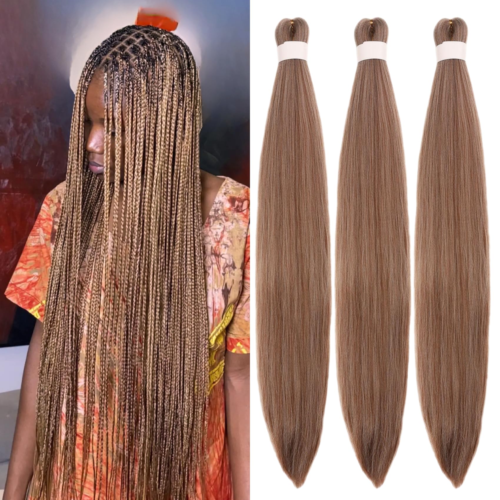 Amazon.com : Brown Braiding Hair Pre stretched Synthetic Box Braid 