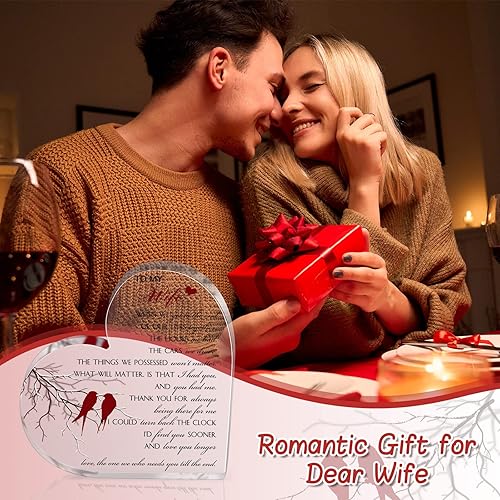 Miniatura 7 de Regalo de aniversario de boda para mi esposa de esposo, regalo de matrimonio de aniversario para su forma de corazón, recuerdo acrílico para mujer,