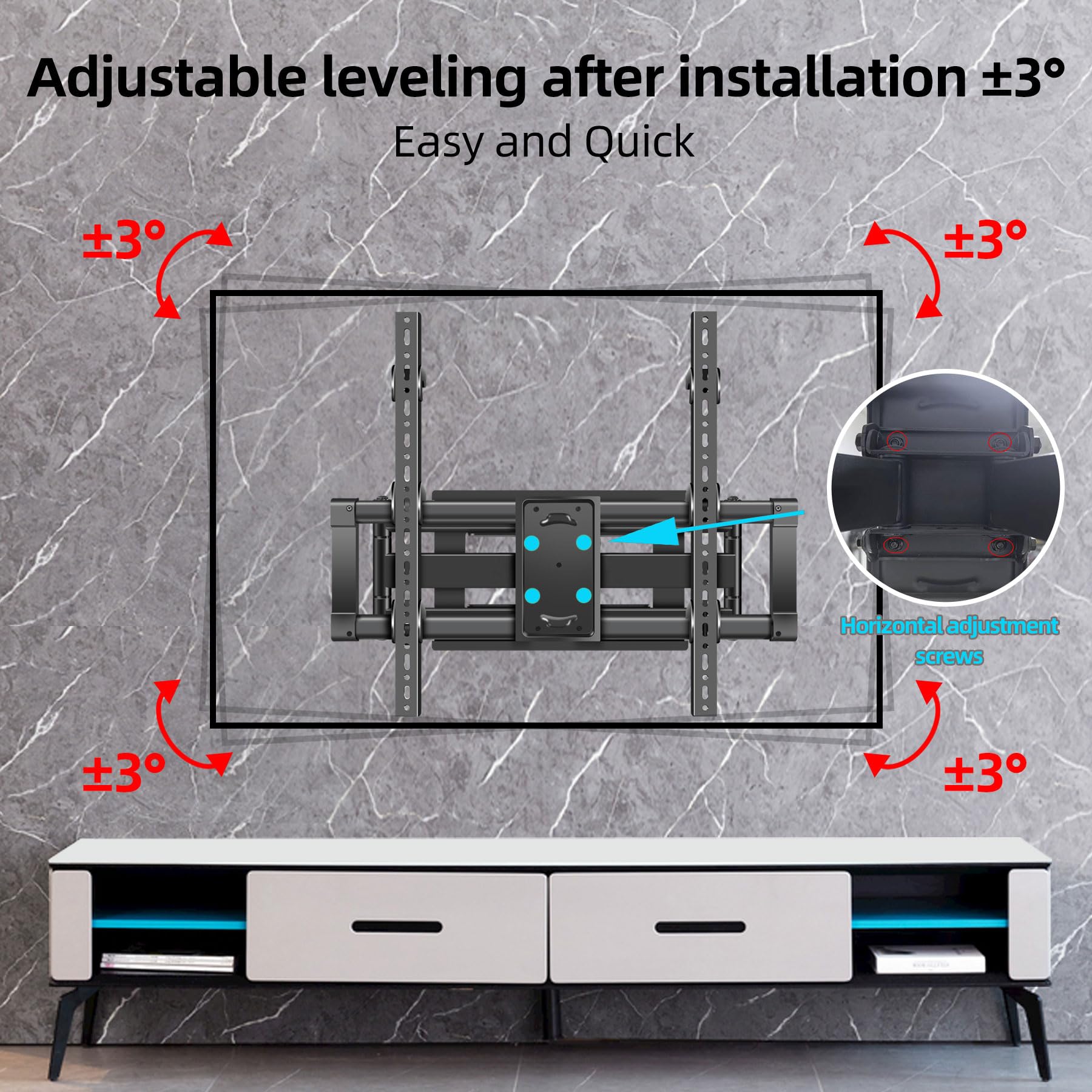 TV Wandhalterung Schwenkbar für 55-100 Zoll Fernseher, Neigbar Ausfahren Wandhalterung für Flach & Curved Fernseher von bis zu 80 kg, max. VESA 800x600mm DY999 | Vollbewegliche Universal TV Halterung mit Auszug, schwenkbar & neigbar, Flach & Curved Fernse