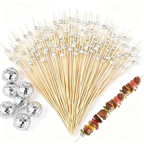 100 Pcs 8 Inch Disco Ball Cocktail Picks for Fruit
