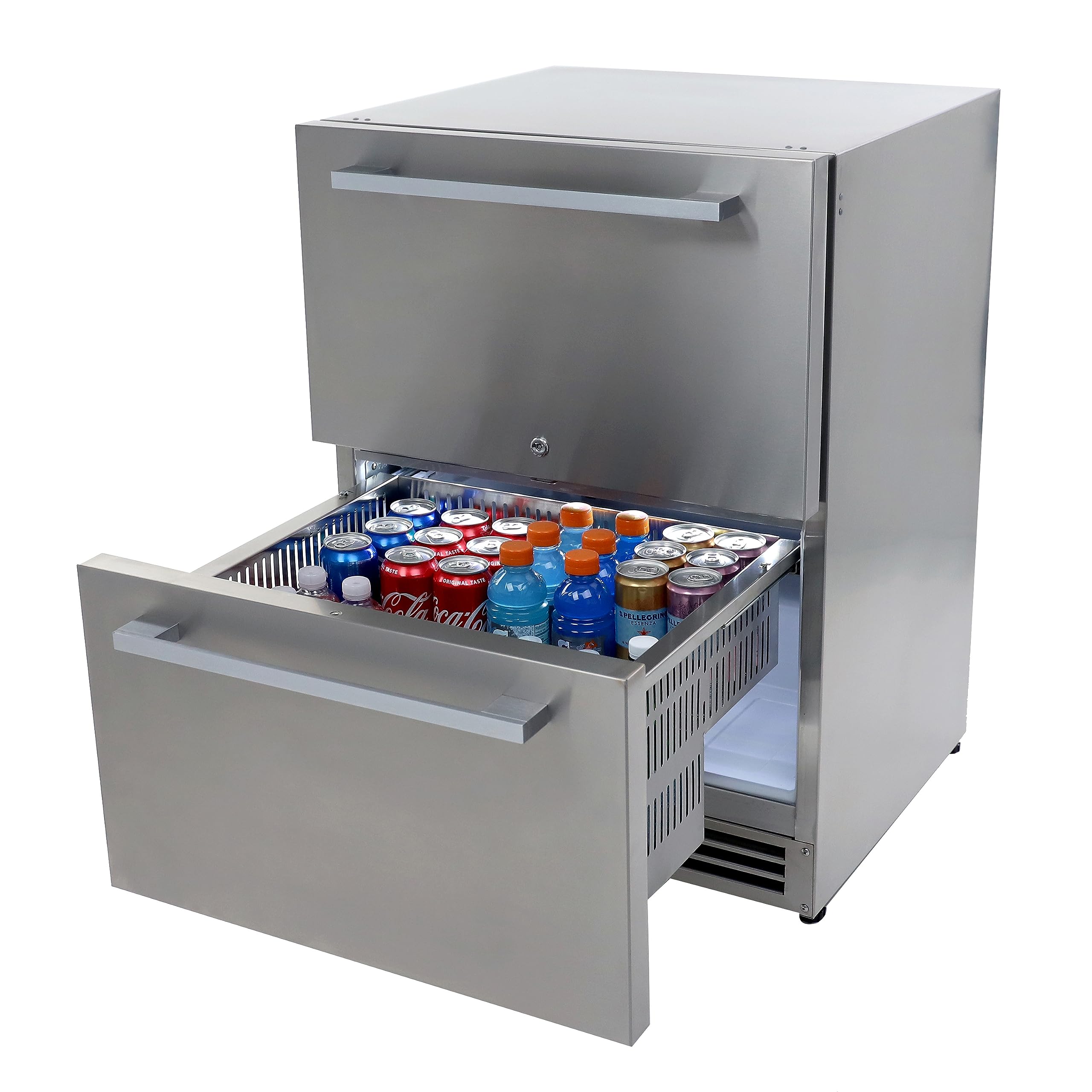 DUURA Elite Undercounter Refrigerator with 2 Slide Out Drawers, Built-In or Freestanding Installation, Stainless Steel Construction for Indoor or Outdoor Use, 5.2 Cu. Ft., MEtallic on Fridge.com