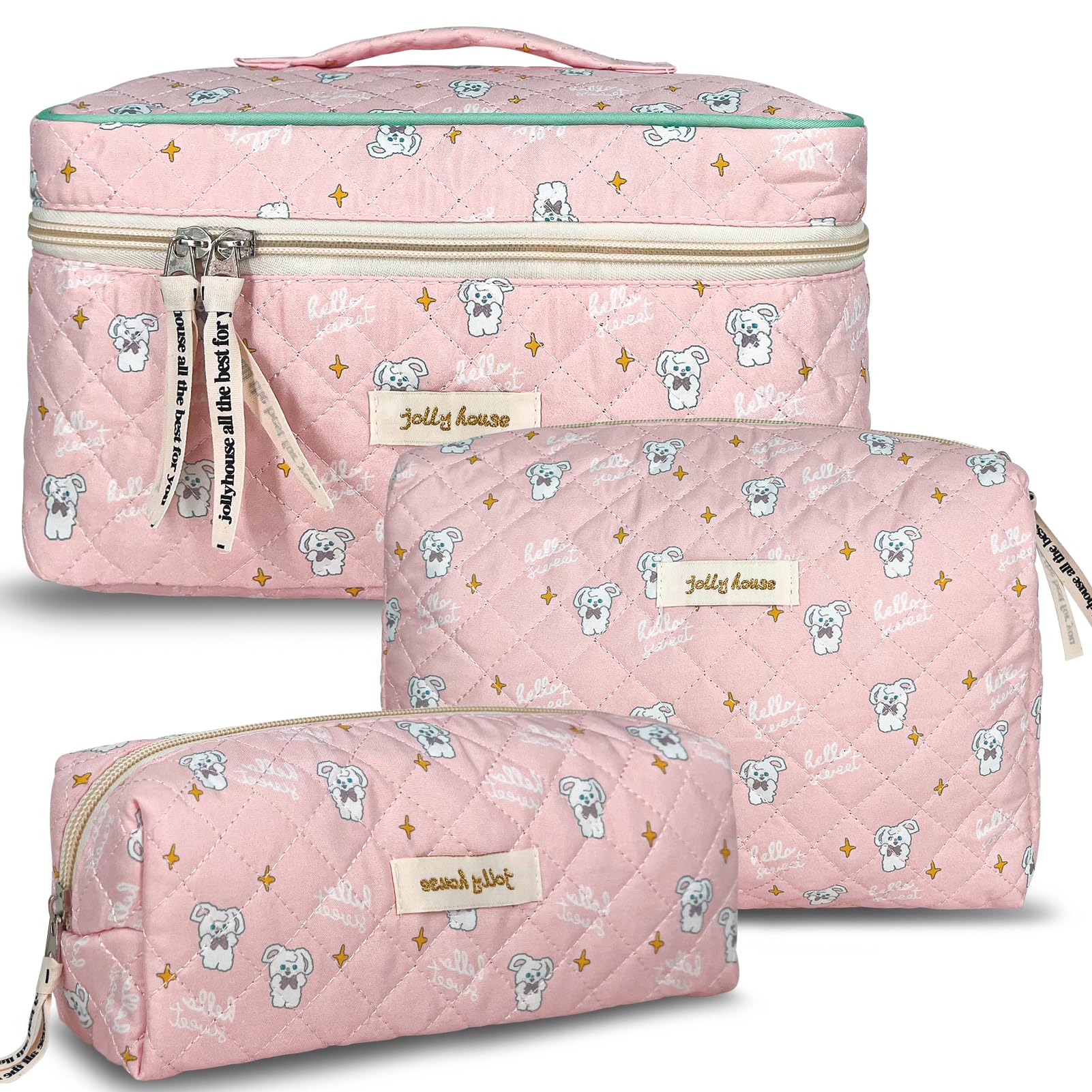 TOPALL Neceser Maquillaje Grande, Neceser Viaje Mujer de Algodón Neceser Cuero,Makeup Bag,XXL Organizador Bolsa de Aseo para Maquillaje Necessaire Viajes Accesorios de Mujer