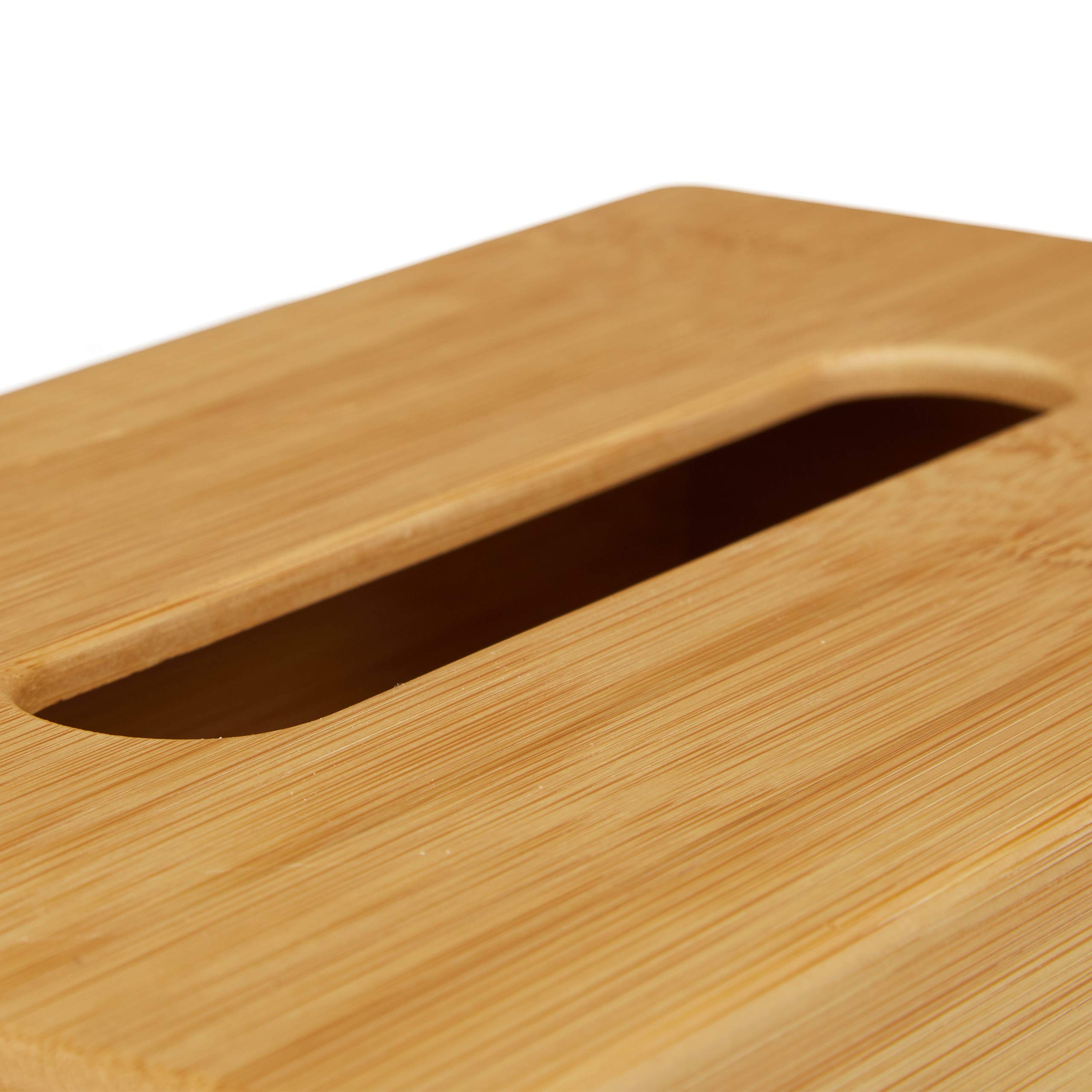 Relaxdays Bambusowe pudełko na chusteczki kosmetyczne, wys. x gł.: 8,5 x 27,5 x 15,5 cm, dozownik chusteczek higienicznych i kosmetycznych, naturalny