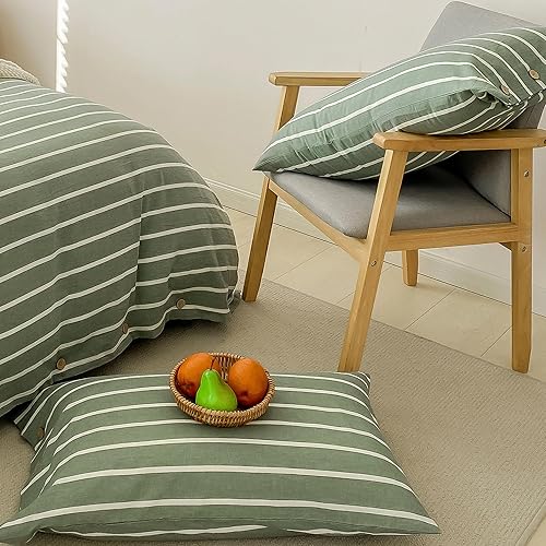 Miniatura 7 de JELLYMONI Funda de edredón de tamaño individual, 100% algodón lavado con textura similar al lino, juego de ropa de cama suave y transpirable de 3