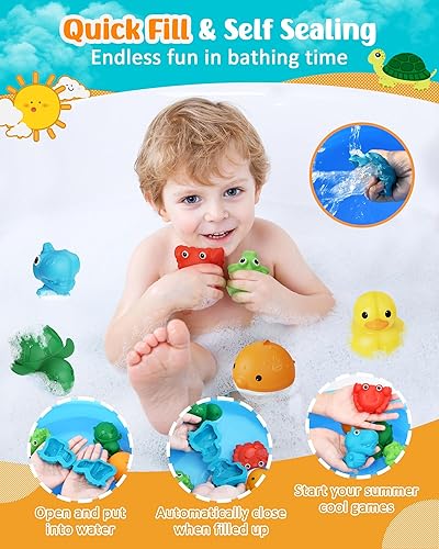 Miniatura 3 de Juguetes de baño para bebés de 6, 12 y 18 meses, juguetes de baño con forma de animal, juguetes de baño de silicona suave, esenciales para el baño