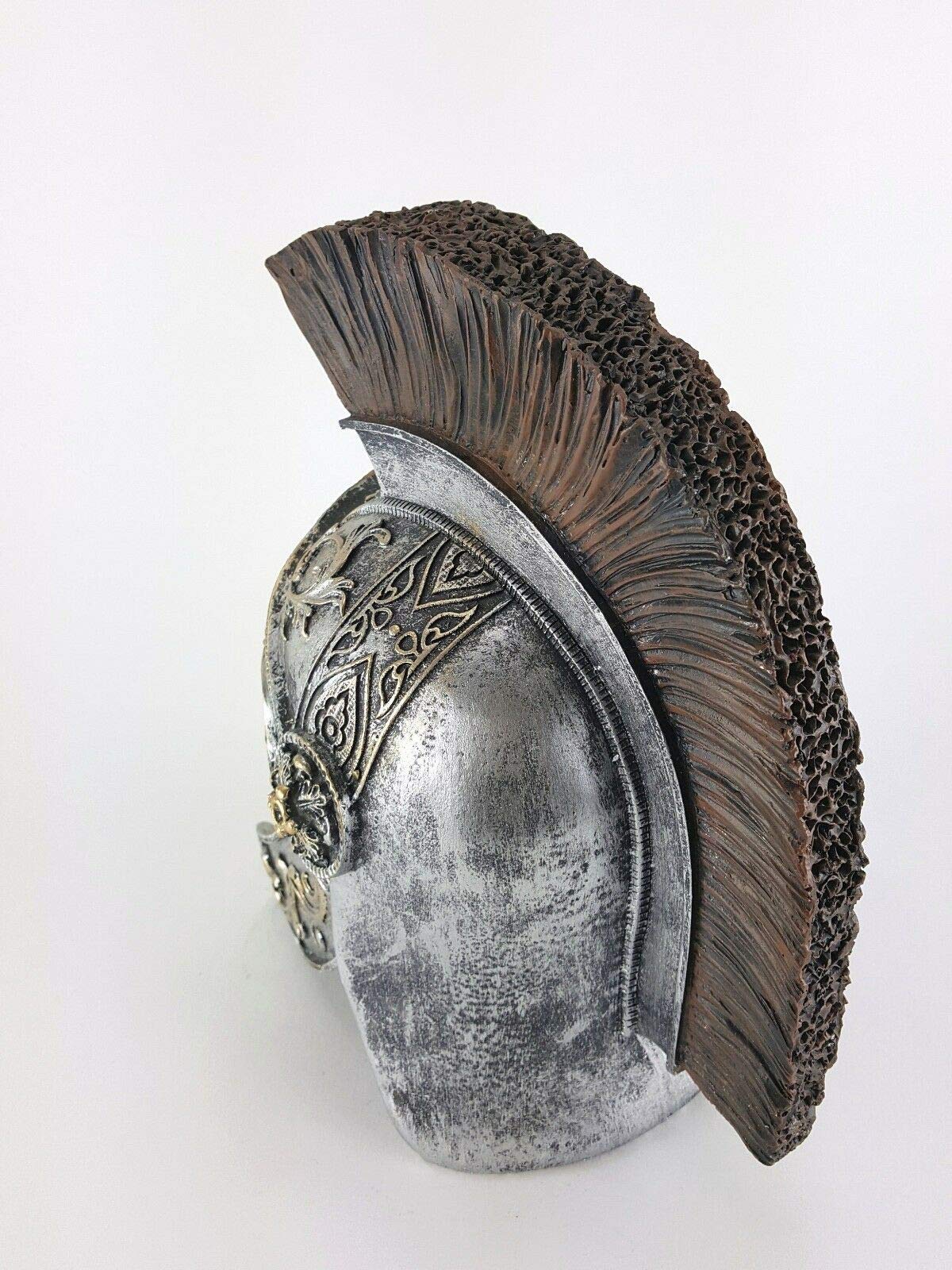Coleccionable cráneo gótico con casco centurio pintado a mano estatua de resina caballero romano cráneo gótico con casco medieval | Fantasía ornamento regalo