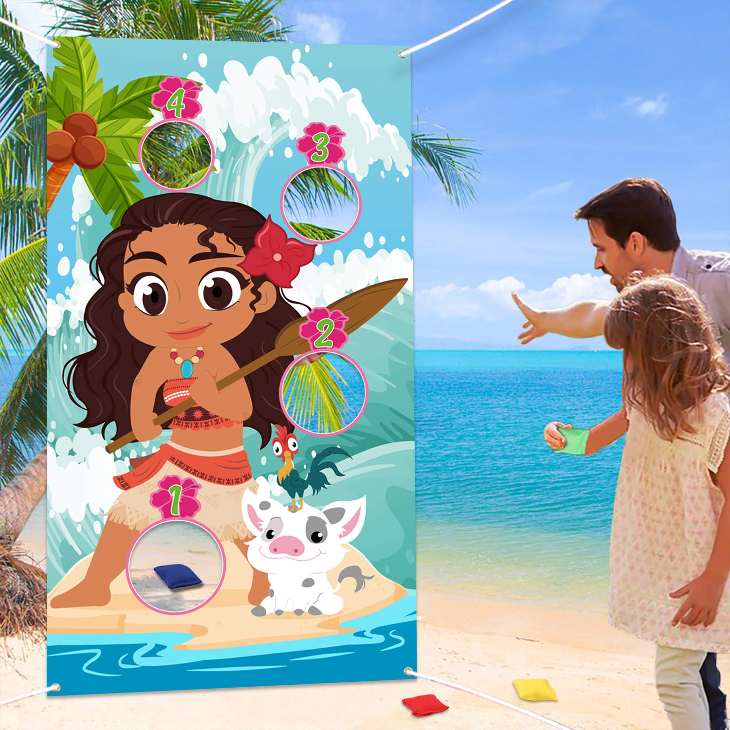 Buy Moana Bean Bag Toss Game with 4 Bean Bags, Fun Indoor Outdoor Game for Kids and Adults