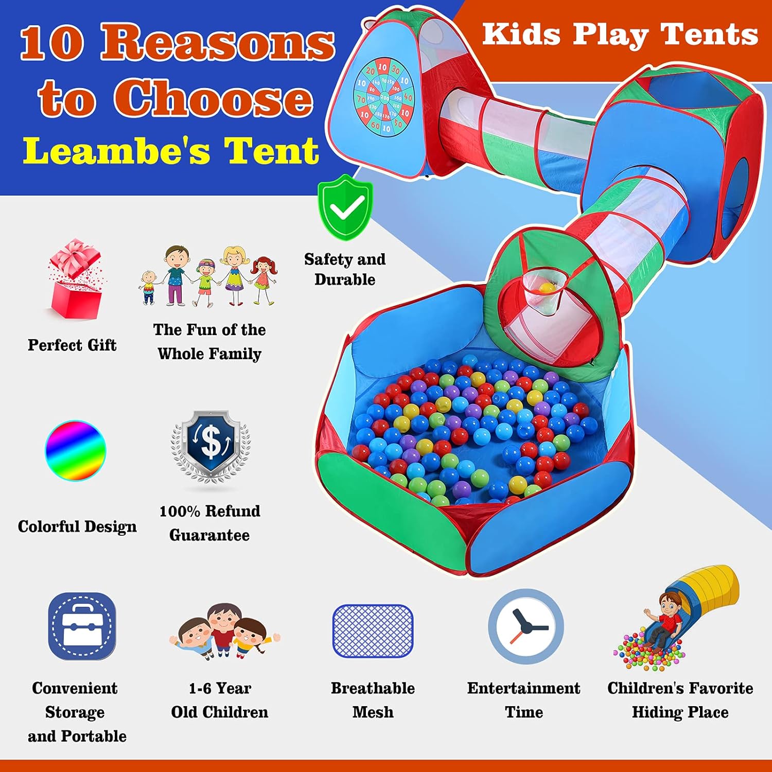 Buу 1 gеt 1 🔥 5 in 1 Set Play Tent for Kids STLOVe Kid Toys Tents for Boys Girls Pop Up Play Tents Customized Kids Ball Pit Tent with Tunnel for Toddlers Tents Playhouse Pop Up Tent,Indoor Outdoor for Kids Gift
