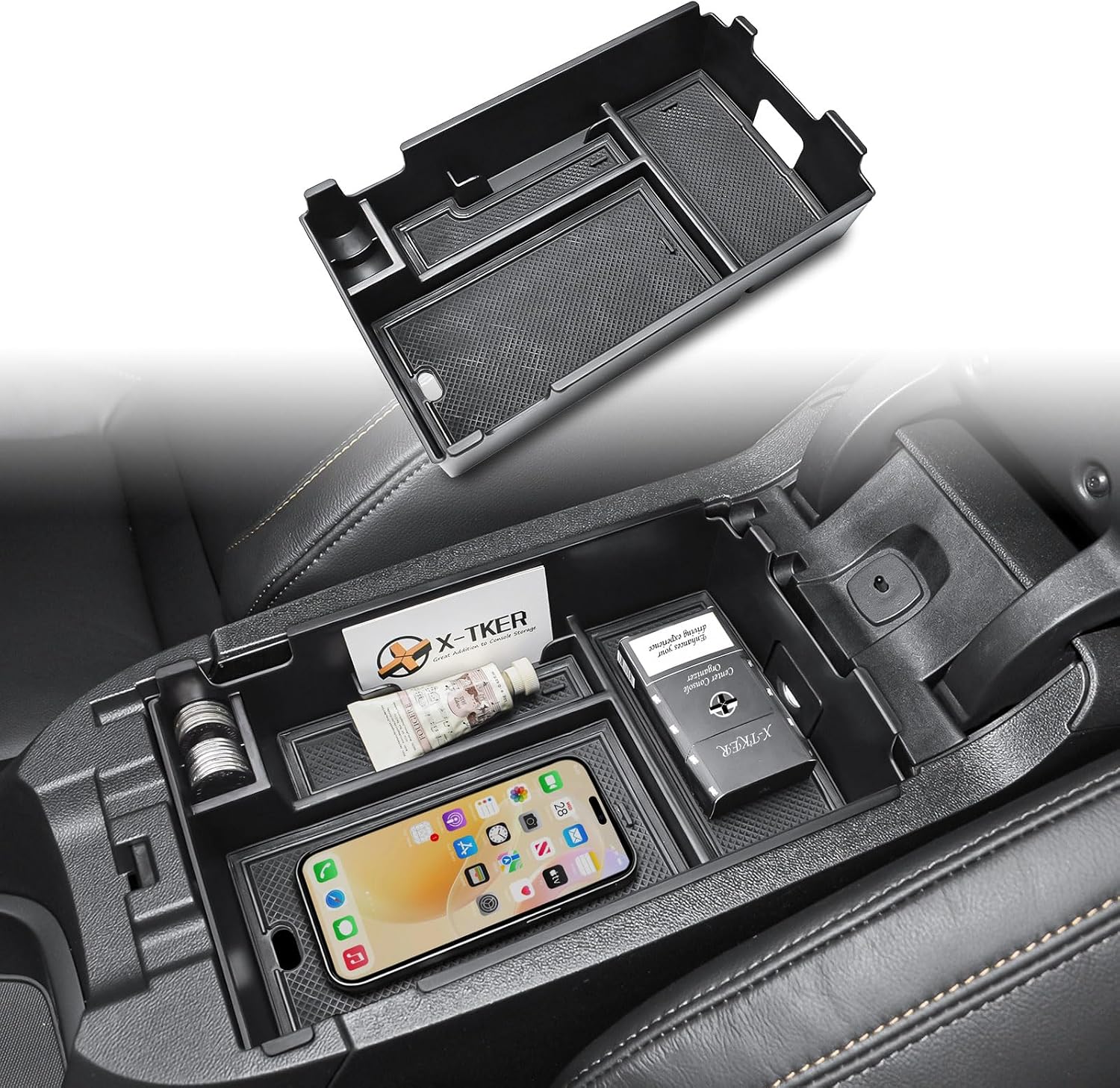 Center Console Organizer Compatible with 2018-2024 Chevy Equinox Accessories, Middle Armrest Storage Tray Insert Console Compartment (NOT for 2025 2026 Models)