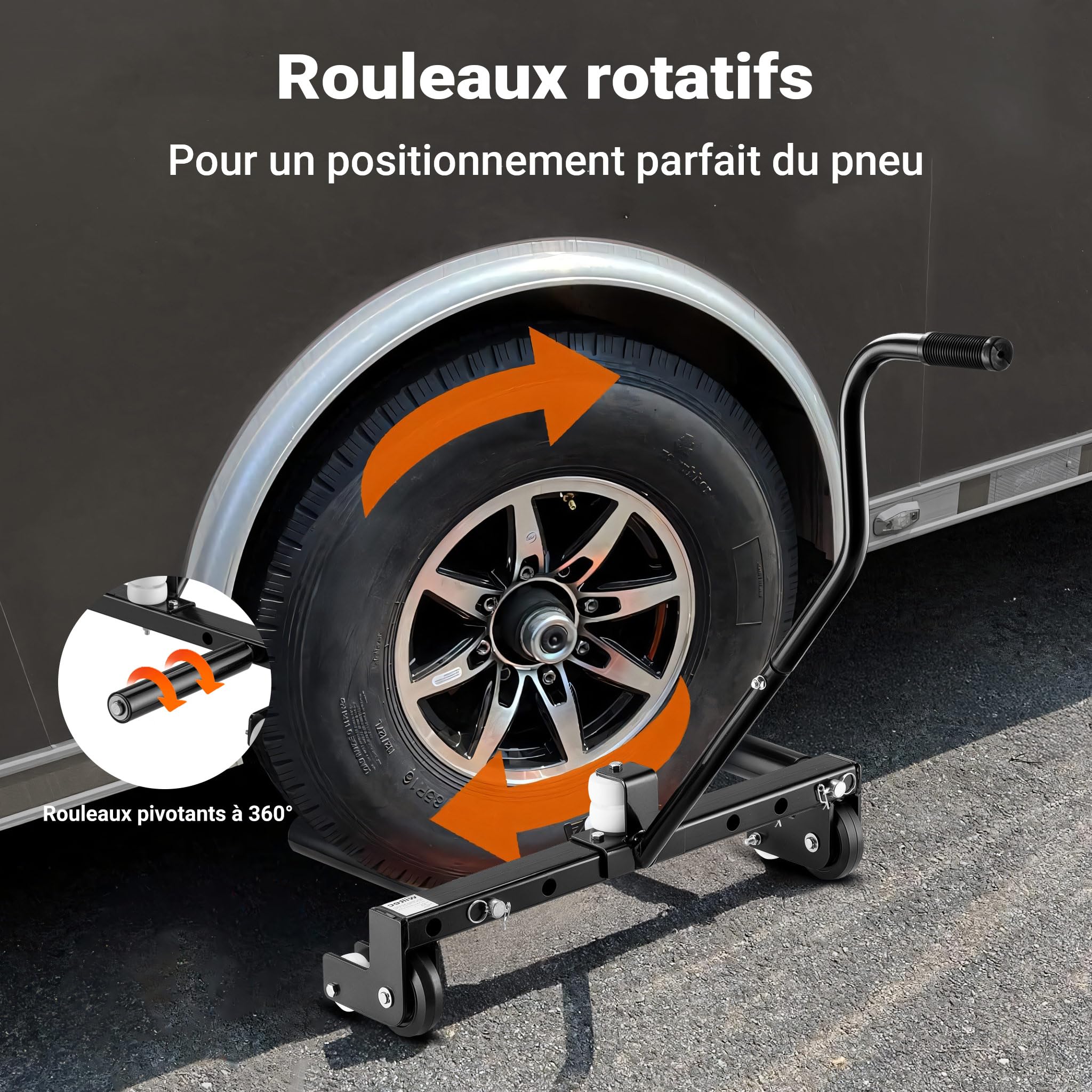 XPOtool Chariot de Montage pour pneus Acier Charge 250kg 17-56,5 cm (6,5-22,5") Démonte - pneus Poignée Ergonomique Décolle-Pneu Équipement Garage Atelier Entretien Véhicule