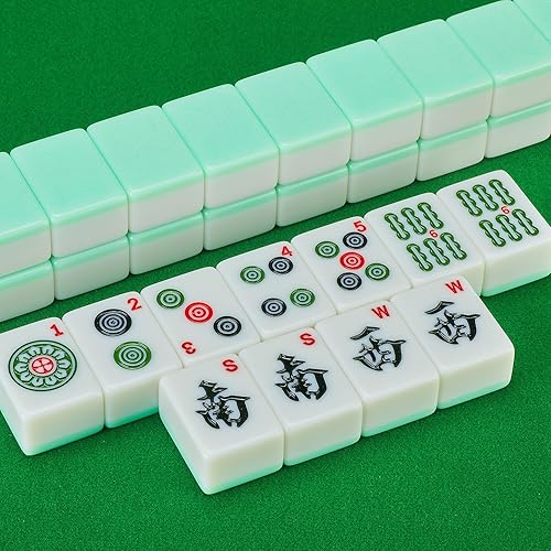 Miniatura 5 de YANMEIYA American Mahjong - Juego de 166 azulejos de Mahjong de color turquesa, juego de azulejos grandes de Mahjong de 1.6 pulgadas