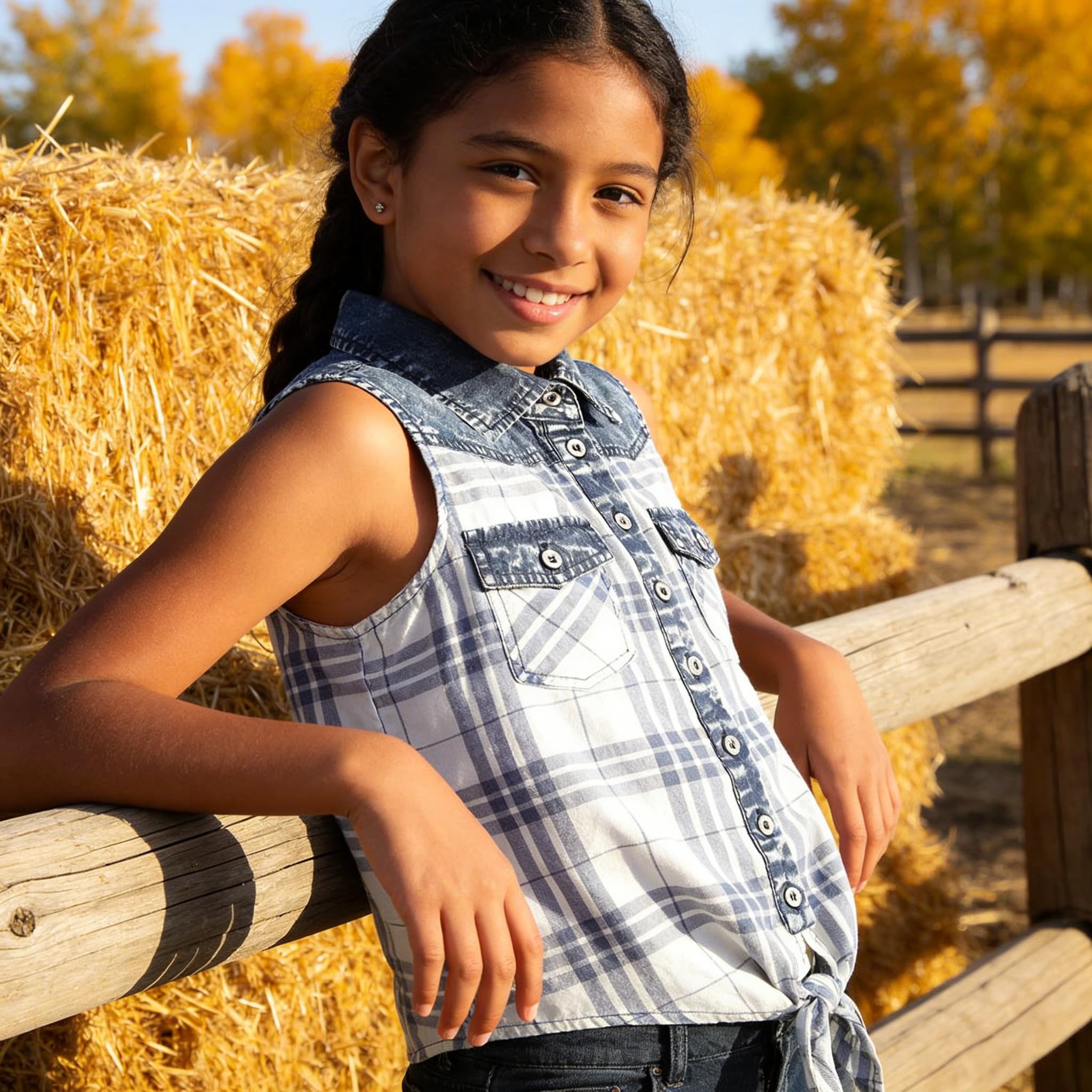 Bienzoe Niña Sin Mangas Casual Blusa
