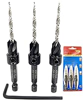 Vista 25 de FTG USA Juego de brocas avellanadoras de madera ajustable, 5 piezas, broca avellanadora #4 #6 #8 #10 #12 con broca cónica para carpintería