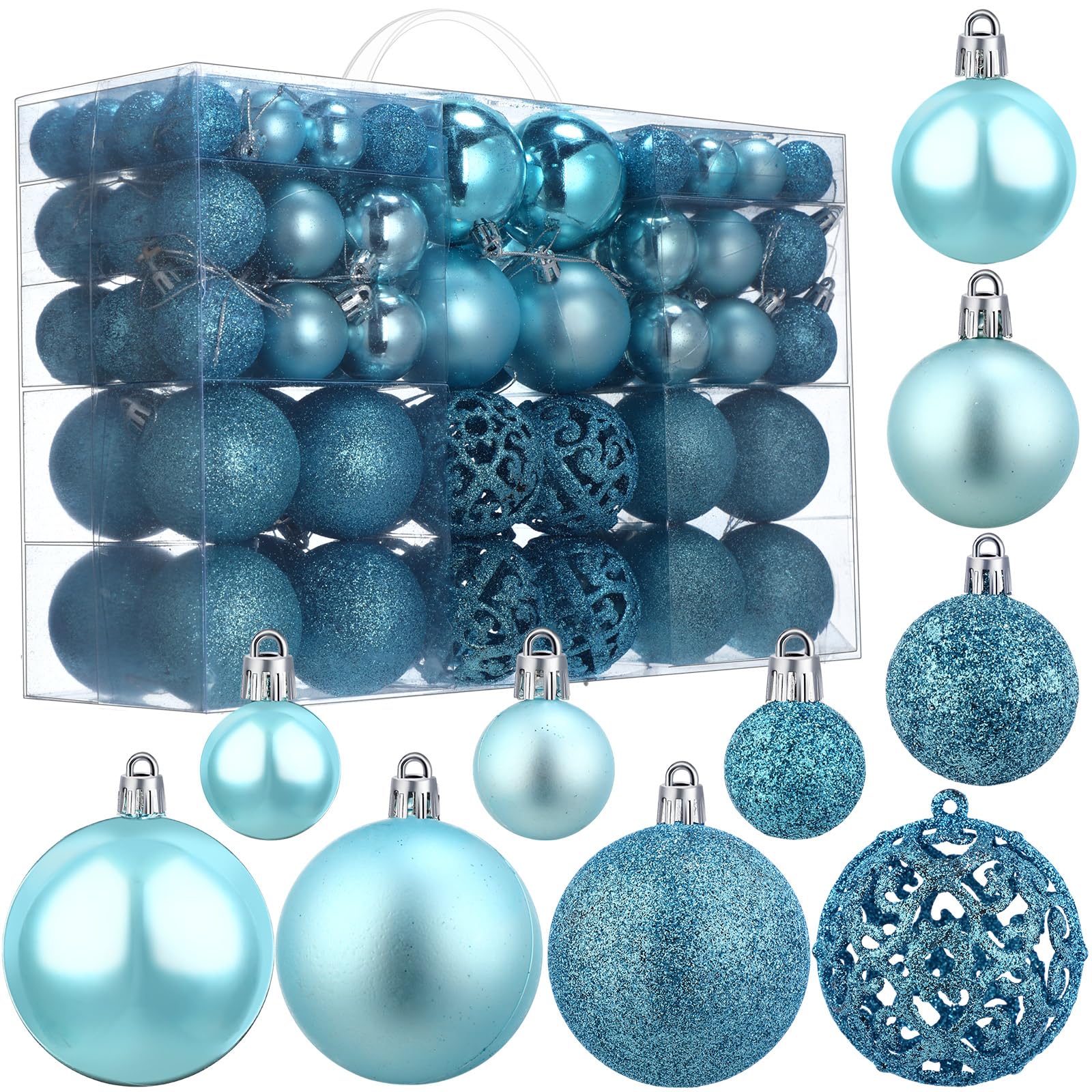 Boules de Noël bleu vert Yunsailing lot de 100 suspensions pour sapin
