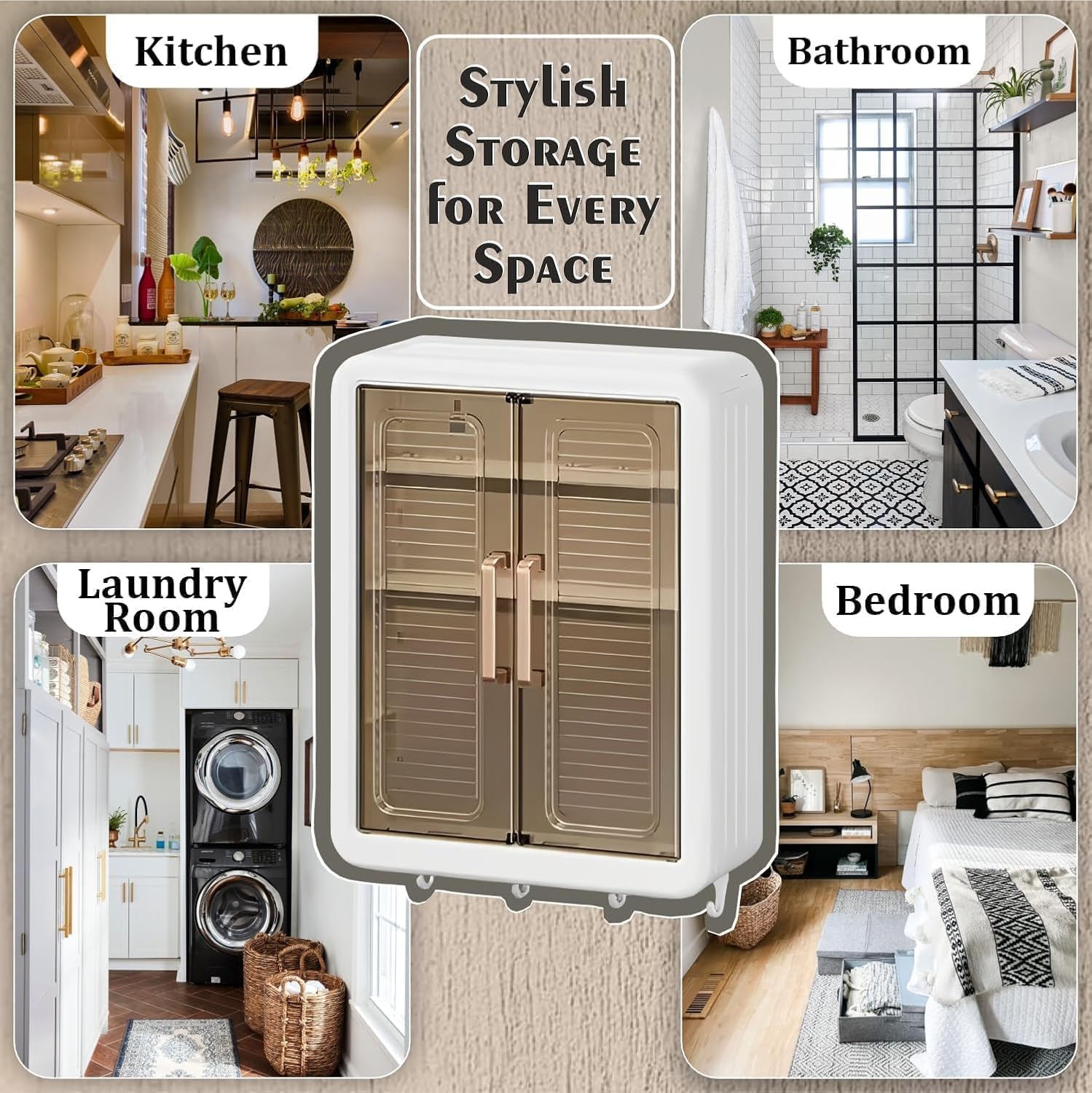 Bathroom Organiser Without Drill Plastic Wall Mounted Storage Cabinet for Kitchen and Bathroom Organizer with Magic Stickers Adjustable Shelves & Door| Organiser for, Essentials, Makeup(1pc) 4