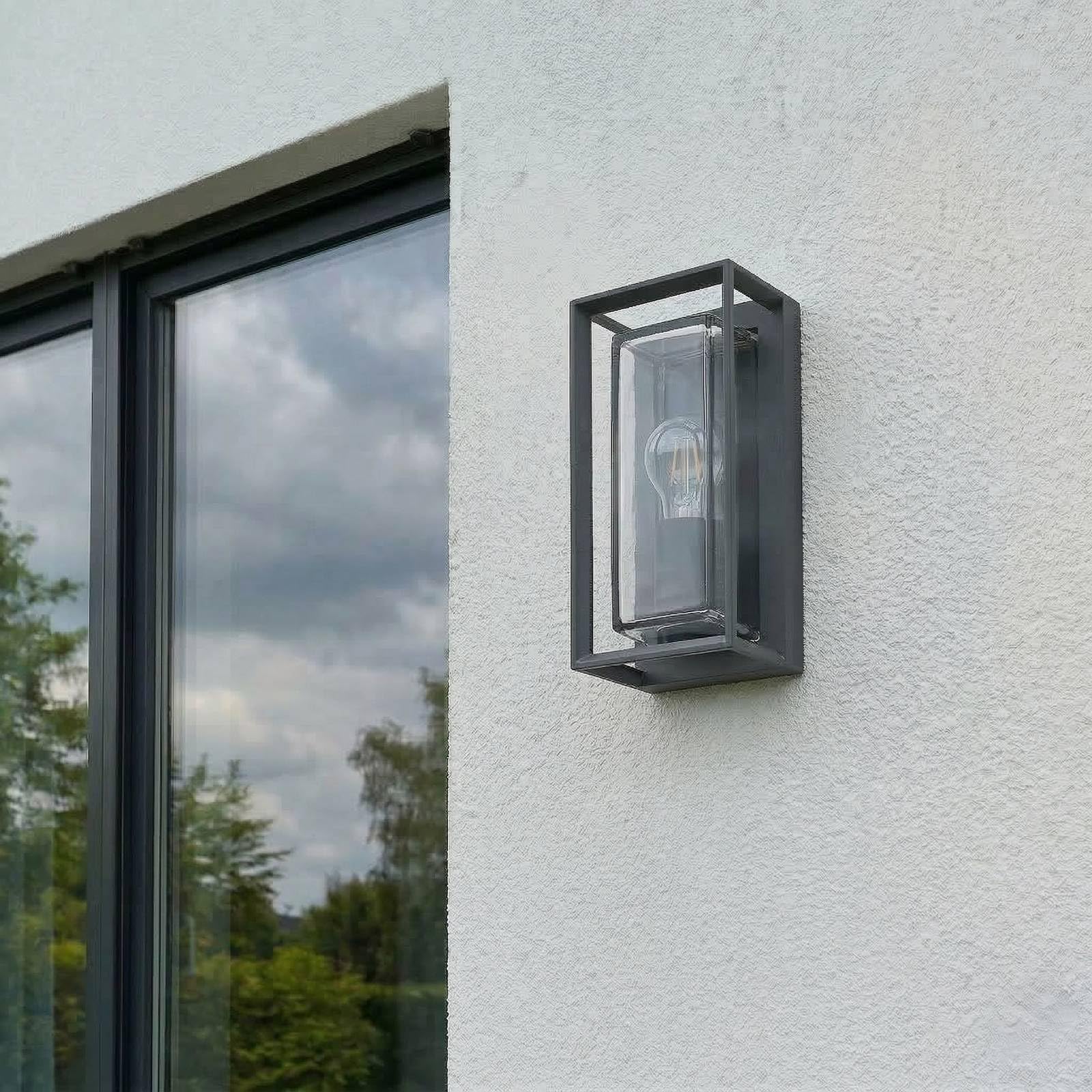 Arcchio Wandlampe außen Aluminium Glas, Wandleuchte aussen Außenleuchte IP65 Außenlampe 1x E27 ohne Leuchtmittel Außenwandleuchten Garten