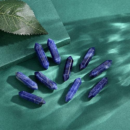 Miniatura 3 de QINJIEJIE Juego de 20 varitas de cristal de sodalita azul, puntos de cristal curativo, piedras preciosas hexagonales pulidas, piedras preciosas