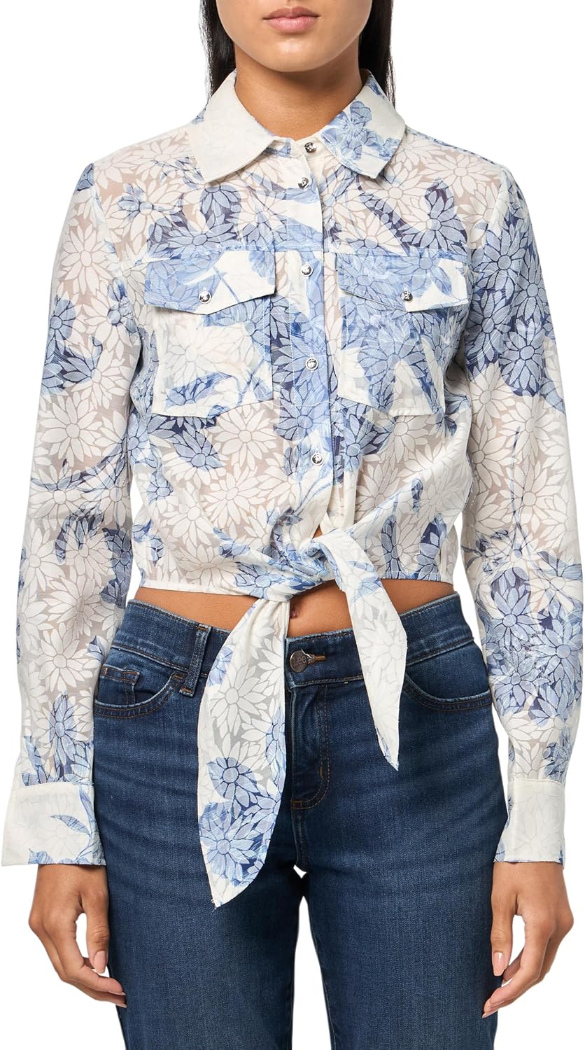 Guess Womens Eco Long Sleeve Adelaide Bow Shirt