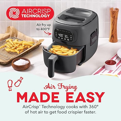 Miniatura 5 de Dash Flip & Fry - Parrilla digital 2 en 1 y freidora de aire - Tiene tecnología AirCrisp - Pantalla táctil digital, placa de parrilla antiadherente