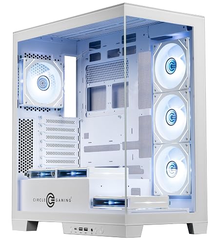Circle Defender ZX7 Mid-Tower Gaming Cabinet - White | Supports ATX, M-ATX, ITX | Reverse Connector Motherboard Compatible | 3X Front, 3X Bottom, 1X Rear 120MM ARGB Fans with Infinity Mirror