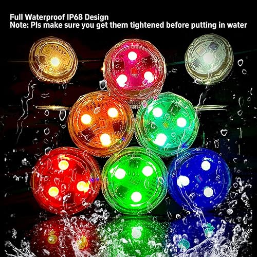 Miniatura 4 de Mini luces LED sumergibles, pequeñas velas de té LED impermeables con batería remota, funciona con luces LED, cambio de color RGB para jarrón,
