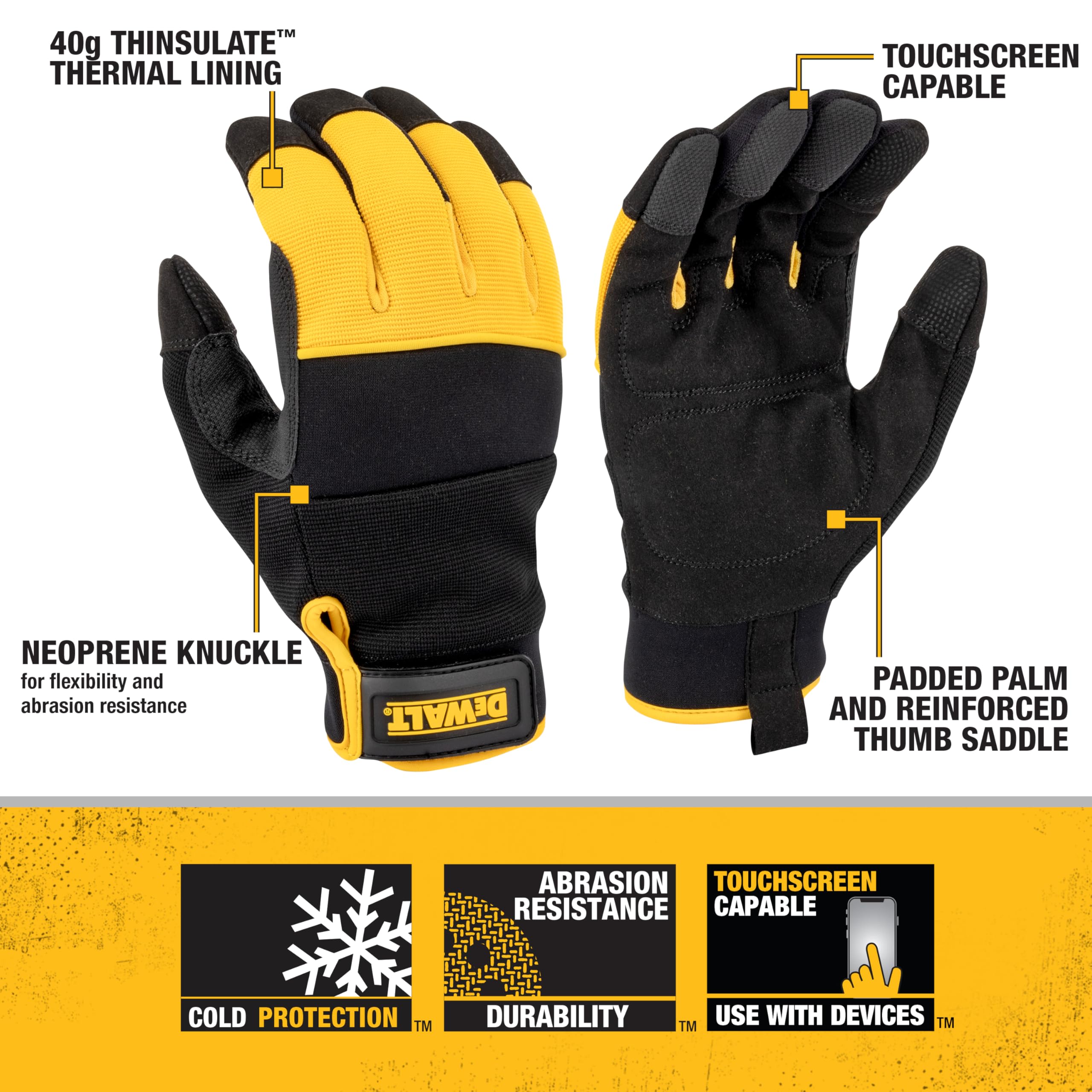 Dewalt Dpg749 Unisex 40g Thinsulate Lined Cold Weather Glove