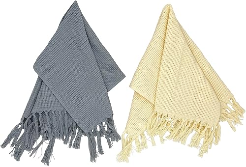 Miniatura 7 de Juego de 6 manteles individuales de algodón con borlas bohemias, para cocina, estilo casa de campo, color gris