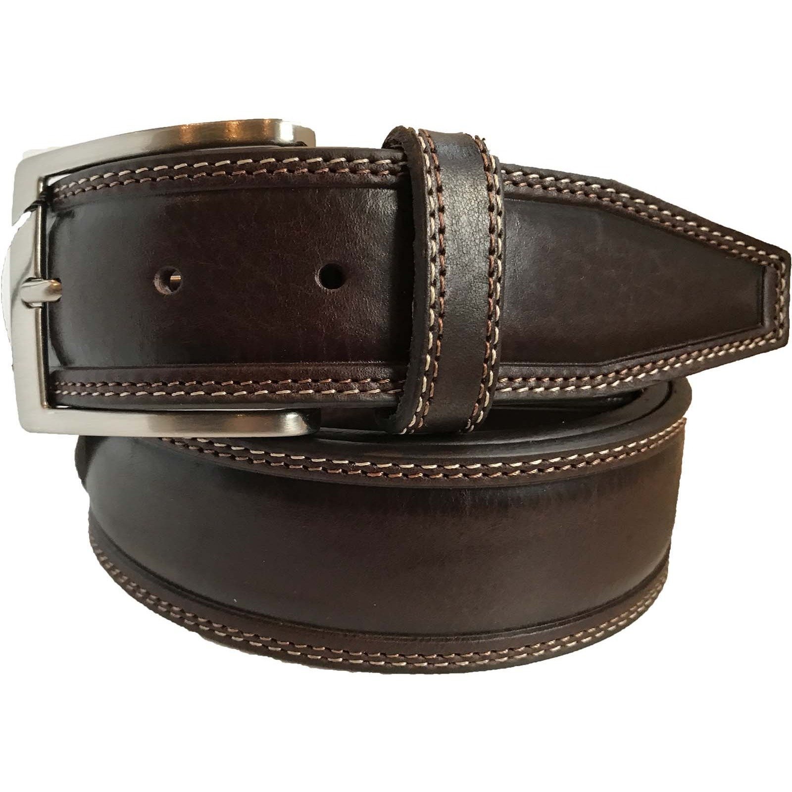 Italian Belt Company Men's Brown Belt 100% Italian Full Grain Single Skin Hide Leather Belt Double Stitching 40Mm, Extra Small