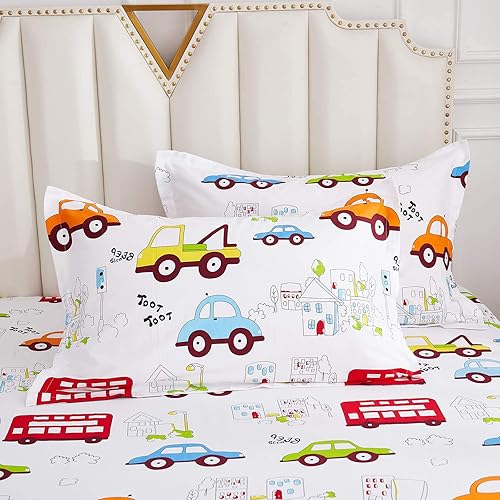 Miniatura 14 de Brandream Sábanas de tamaño individual 100% algodón, juego de sábanas a cuadros blancos y azules con bolsillos profundos de 18 pulgadas Blanco Azul