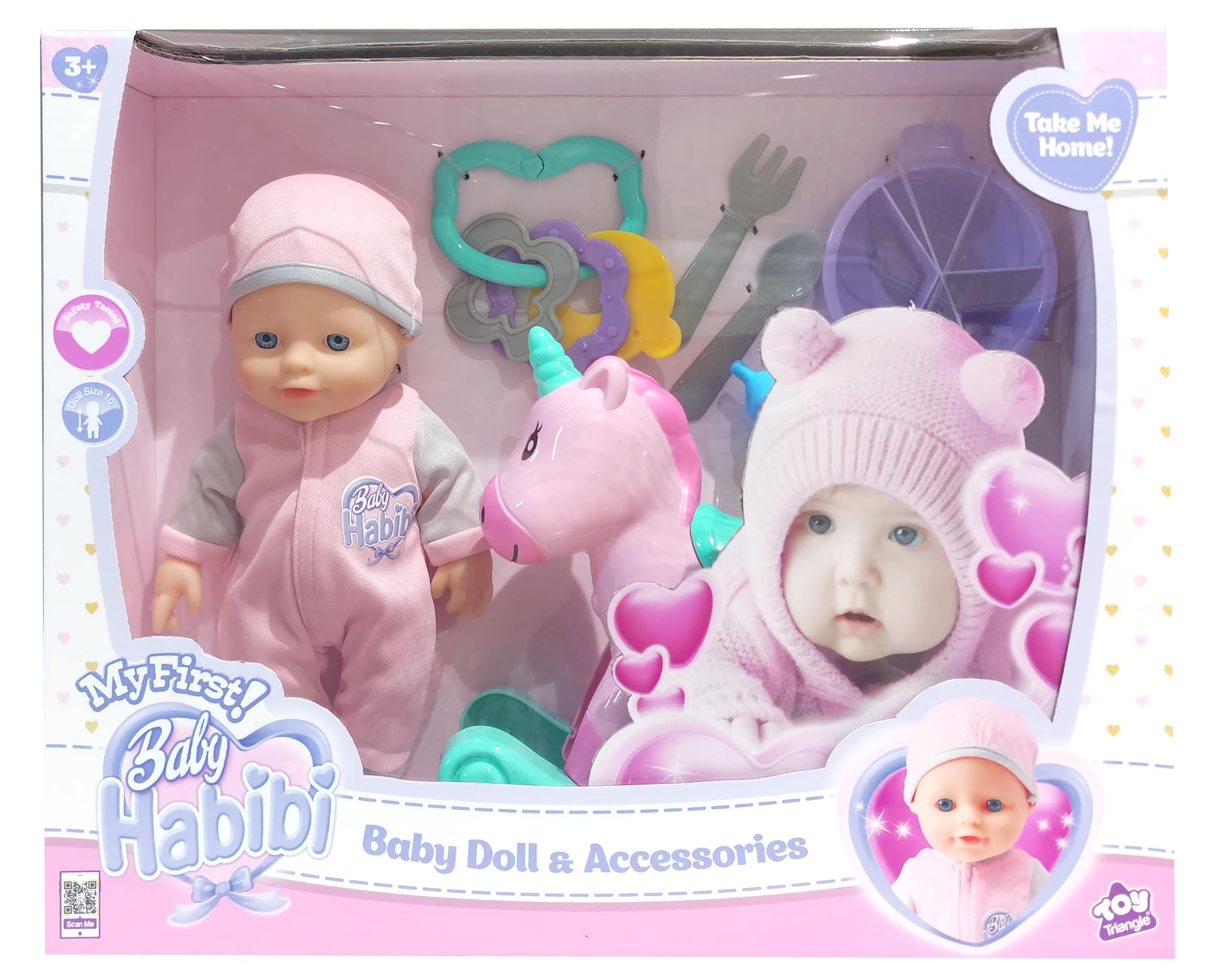 10inch Fashion Realistic Doll with Rocking Horse, Accessories & Removable Trendy Outfit – Perfect for Imaginative Play, High-Quality Doll for Ages 3+, My First Doll